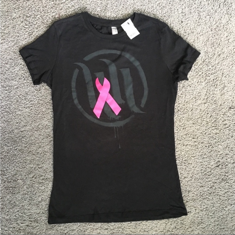 Black T-Shirt with Pink Ribbon Design